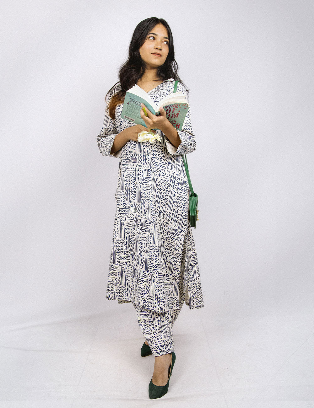 The Cottort – Long Edition – Blue & White Cotton Kurti & Pants